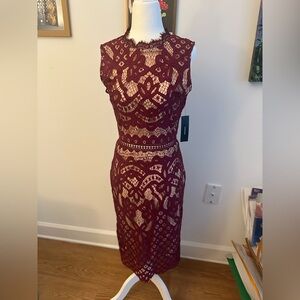 Lulu's Burgundy Lace Midi Dress
